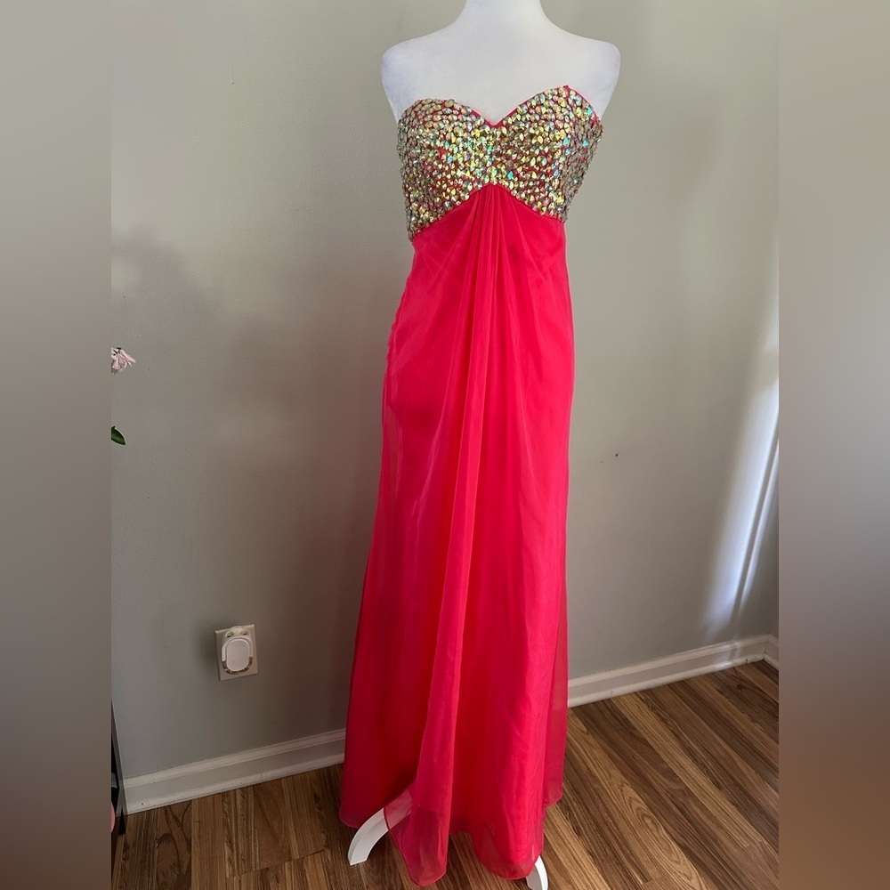 Anjolique Inspiration Boutique Elegant Prom Dress Off Shoulder Watermelon Size 4